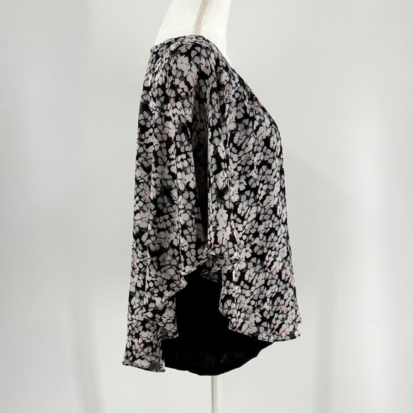 Elle Womens Floral Print Batwing Sleeve Blouse With Black Inner Layer Size L - Picture 4 of 11